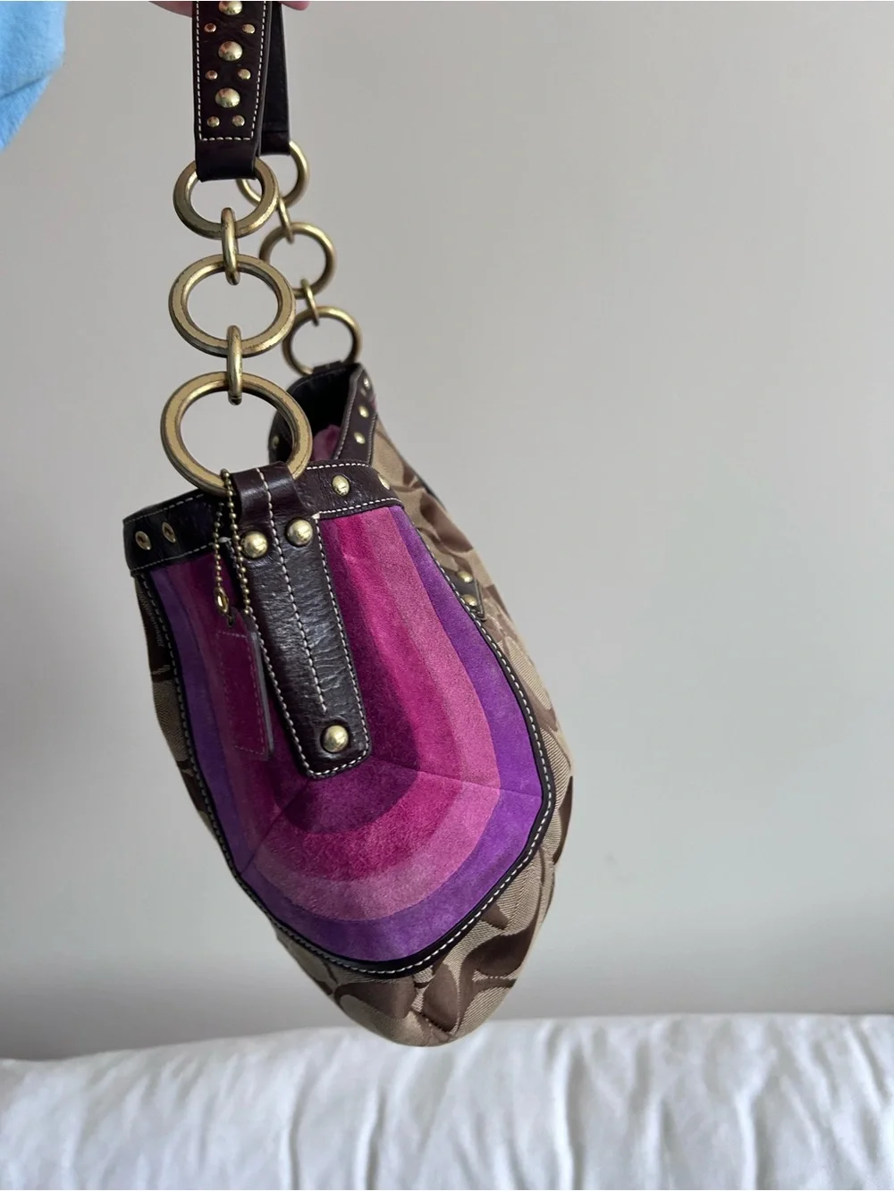 Rare Y2K Coach Signature Soho Bag w/ Pink Suede